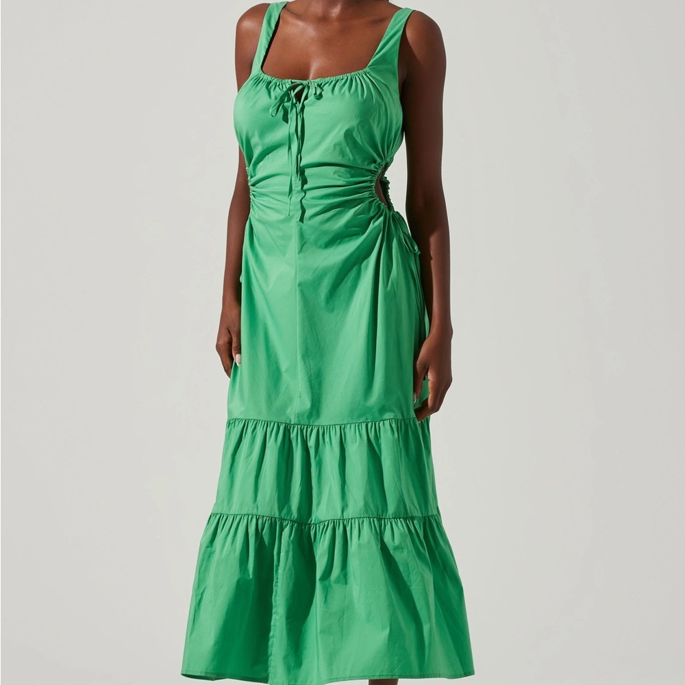 ASTR Bridget Side Cutout Tiered Midi Dress